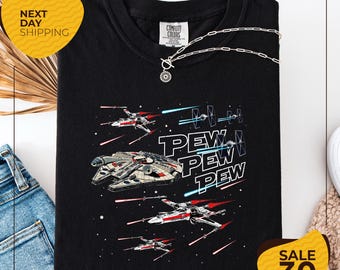 Comfort Colors® Disney Vintage Star Wars Starship Battle Shirt | Pew Pew Pew Tee | Jedi Force | Dark Side | Lightsaber Fan Gift | Star Wars