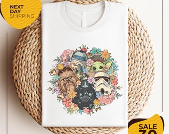 Floral Space Characters Shirt | Cute Galaxy Friends Tee | Retro Sci-Fi Floral Shirt | Aesthetic Space Fan Gift | Vintage Style Graphic Tee