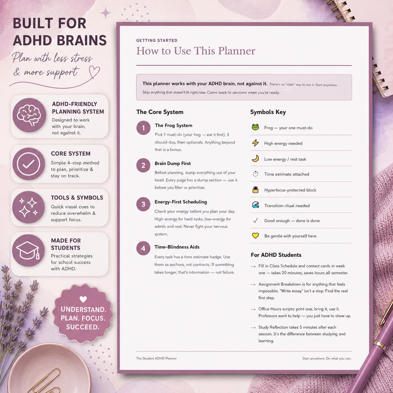 ADHD Student Planner | Printable PDF | Assignment Breakdown | Exam Prep ...