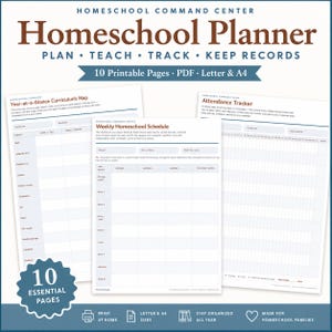 Homeschool Planner Printable | Curriculum Map, Weekly Schedule and Attendance Tracker | Record Keeping & Portfolio Kit | PDF