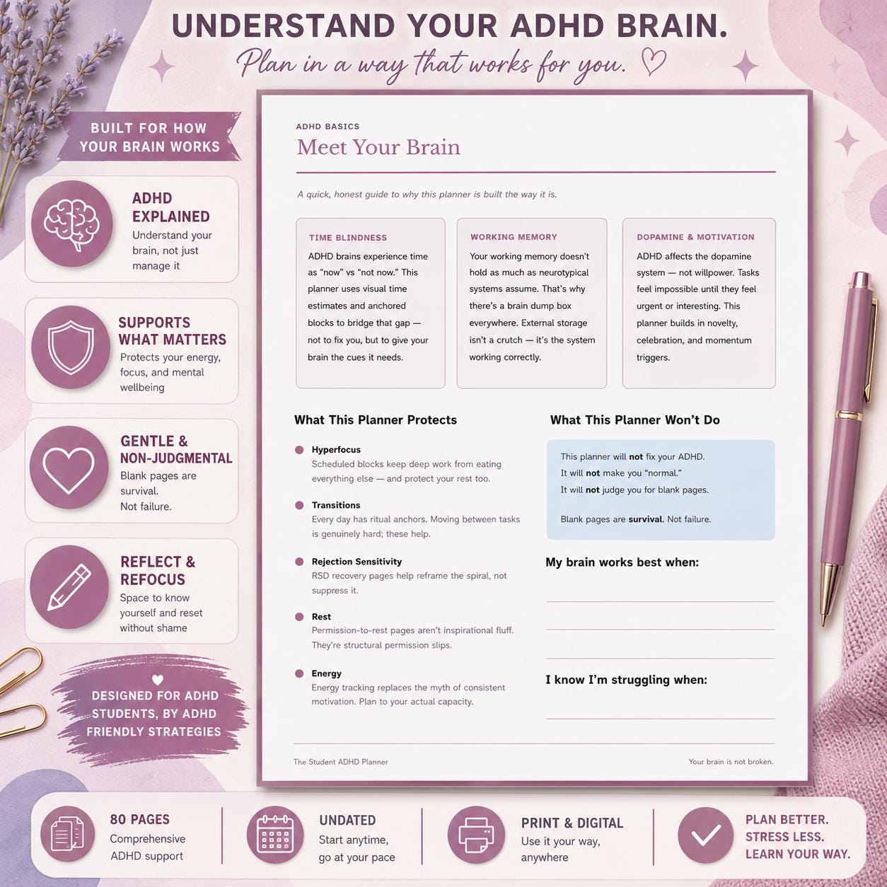 ADHD Student Planner | Printable PDF | Assignment Breakdown | Exam Prep ...