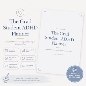 ADHD-planner voor masterstudenten, semestersysteem voor dissertaties, print- en digitaal pakket