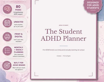 ADHD Study System Printable, Neurodivergent Student Success Kit PDF, Assignment Breakdown Exam Prep Bundle, Executive Function School Skills