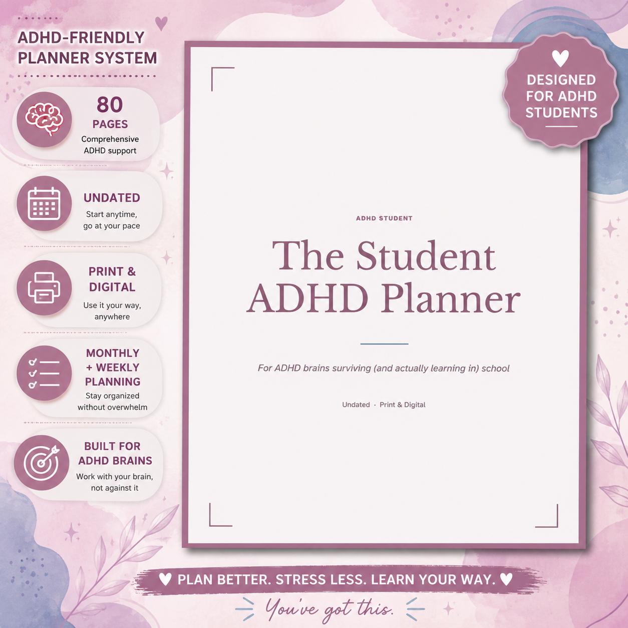 ADHD Student Planner | Printable PDF | Assignment Breakdown | Exam Prep ...