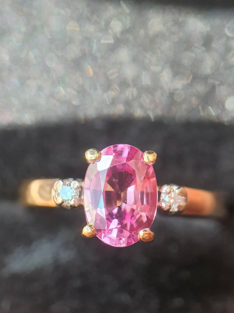 18k natural pink sapphire ring | Etsy