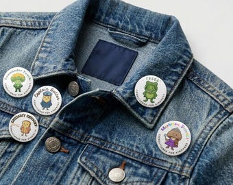 Badgeset Captain Butter and Friends™ | Kawaii-personagespelden | Kinderknopen | Geconditioneerd voor vriendelijkheid
