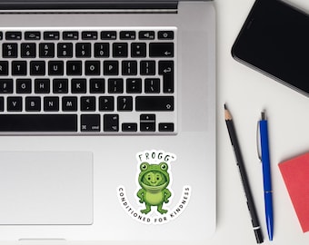 Frogg™ Kiss-Cut-sticker | Sticker Kawaii spruitjes | Sticker grappige kikker | Captain Butter and Friends™ | Geconditioneerd voor vriendelijkheid