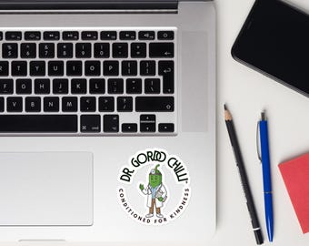 Dr. Gordo Chilli™ kiss-cut sticker | Sticker Kawaii chili | Sticker grappige dokter | Captain Butter and Friends™ | Geconditioneerd voor vriendelijkheid