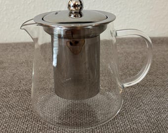 Glass Teapot with Stainless Steel Infuser Modern Loose Leaf Tea Brewer