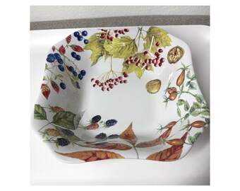 Spode Williams-Sonoma Serving Bowl Woodland Harvest 2006 Square Scalloped 9.5"