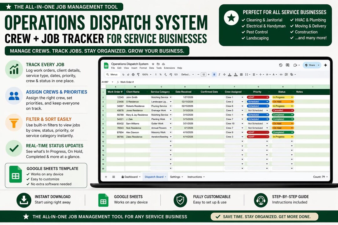 Service Business Job Tracker Template | Dispatch & Scheduling ...