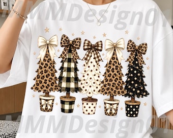 Coquette Christmas Tree PNG | Leopard Print Christmas Tree PNG | Bow Christmas Tree Sublimation | Preppy Christmas PNG | Digital Download