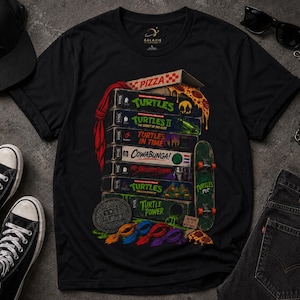 Teenage Mutant Ninja Turtles Shirt, Retro TMNT VHS Tee, 90s Nostalgia T Shirt, Cowabunga Pizza Graphic Tee, Vintage Turtle Gift