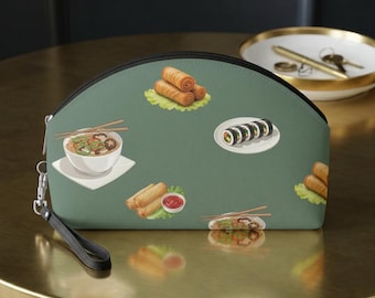 Nécessaire de maquiagem com estampa de sushi ramen | Bolsa de cosméticos inspirada na comida coreana kimbap