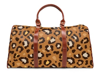 Leopard Print Large Travel Bag | Tote | Gym Bag | Waterproof Weekender Duffel