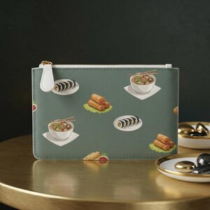Sushi Ramen Pattern Mini Clutch Bag | Kimbap Ramen Spring Roll Pouch