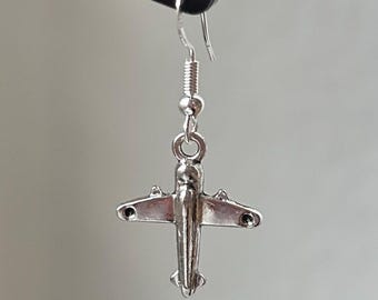 Handmade Airplane Earrings with 925 Sterling Silver Hooks