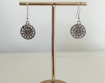 Silberne Sonnen-Ohrringe mit 925 Sterling Silber Haken