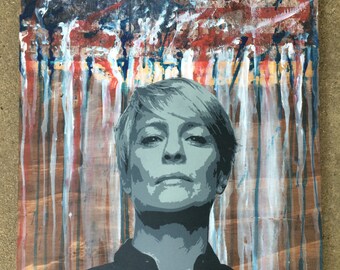 Claire Underwood Portrait: House of Cards, Stencil Art on Wood