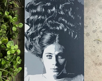 Zooey Deschanel Stencil Art: Montana 94 Spray Paint on Wood