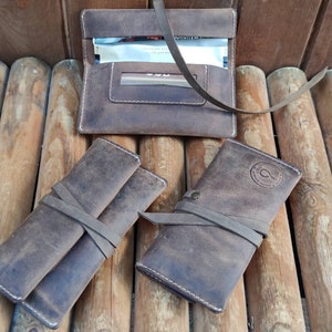 Personalized custom Initials - Hand made leather Tobacco Pouch - Crazy Horse Leather