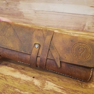 Personalized leather pencil case wrap, tool bag roll ,pencil organizer,tool organizer roll , makeup case,crazy horse leather