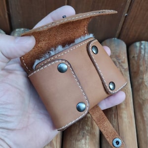 Cartera de cuero personalizada para pesca con mosca con piel de oveja - carteras de pesca - regalo para pescadores - bolsa para moscas - regalos para pesca con mosca