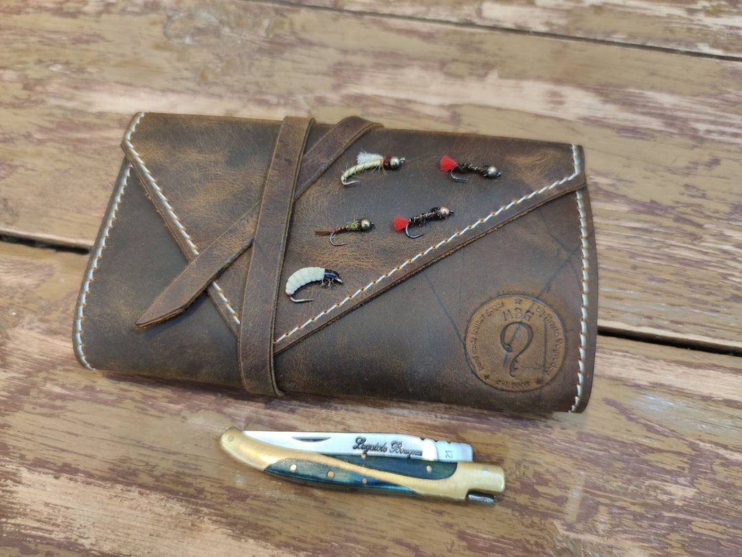 Personalized Leather Fly Fishing Wallet With Sheep Skin fishing Wallets