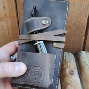 Personalized Leather Pipe & Tobacco Pouch -Pipe Roll - Leather Pipe Bag - Leather Pipe Case - Hand Made