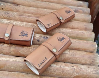 Personalized Leather Fly Fishing Wallet with Sheep skin -fishing wallets-fisherman gift-flies pouch-fly fishing gifts