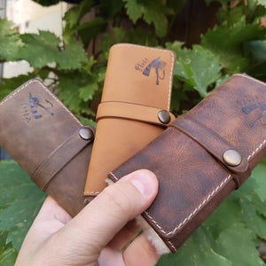 Personalized Leather Fly Fishing Wallet with Sheep skin -fishing wallets-fisherman gift-flies pouch-fly fishing gifts image 9