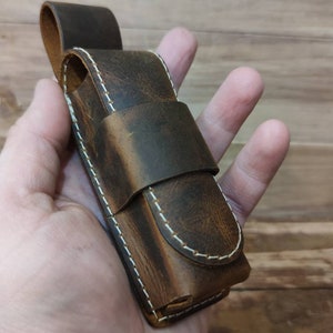 Personalized Leather harmonica case for one 10 hole diatonic harmonica