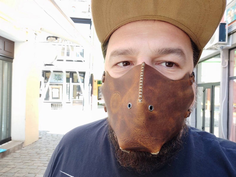 Máscara facial de couro personalizada, máscara de motociclista, máscara de motocicleta, máscara steampunk imagem 8