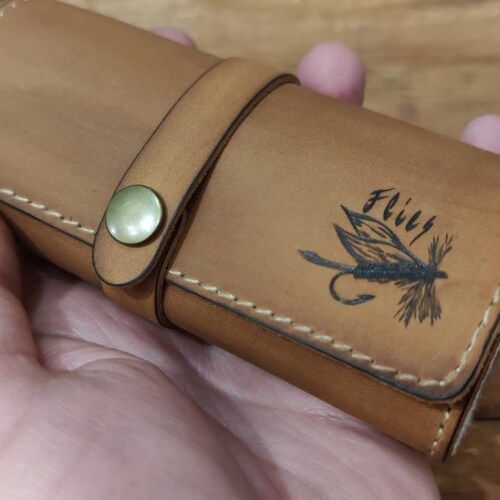 Personalized Leather Fly Fishing Wallet With Sheep Skin - Etsy