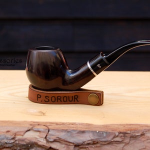Personalized Leather Pipe Holder- Leather Pipe Stands - hand made