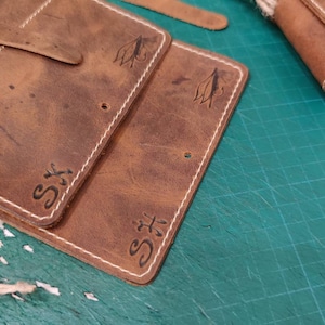 Personalized Leather Fly Fishing Wallet with Sheep skin fishing wallets-fisherman gift-flies pouch-fly fishing gifts image 9