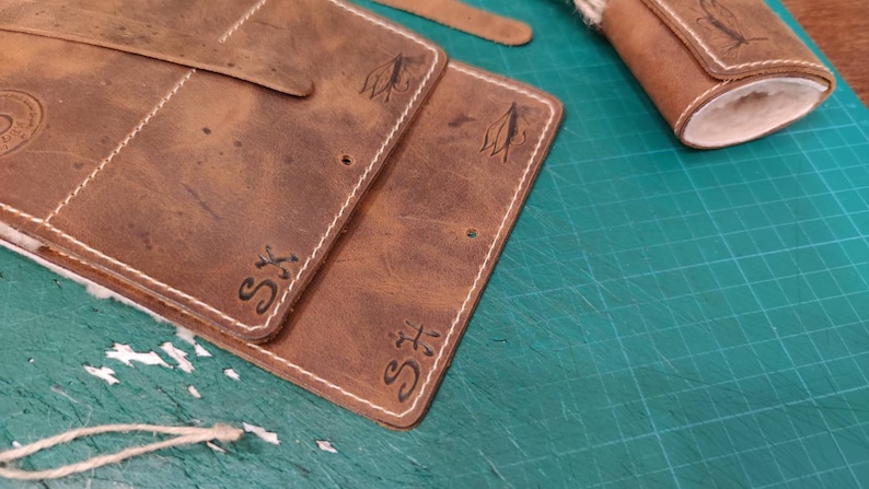 Personalized Leather Fly Fishing Wallet with Sheep skin fishing wallets-fisherman gift-flies pouch-fly fishing gifts image 9