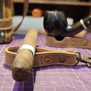 Personalized Leather Pipe And Cigar Stand - Leather Pipe Holder