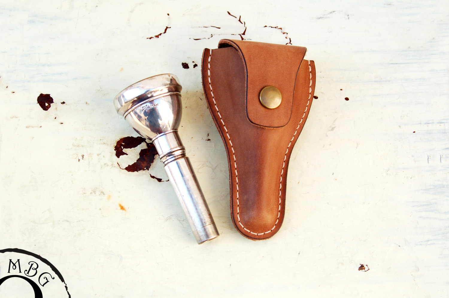 Personalized leather mouthpiece holder for trombone with Etsy