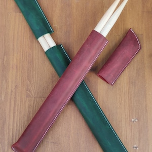 Personalized leather drumstick bag,  drumstick holder,leather  drumstick case ,pouch,drummer, drumsticks, percussion,gift for drummer,rock