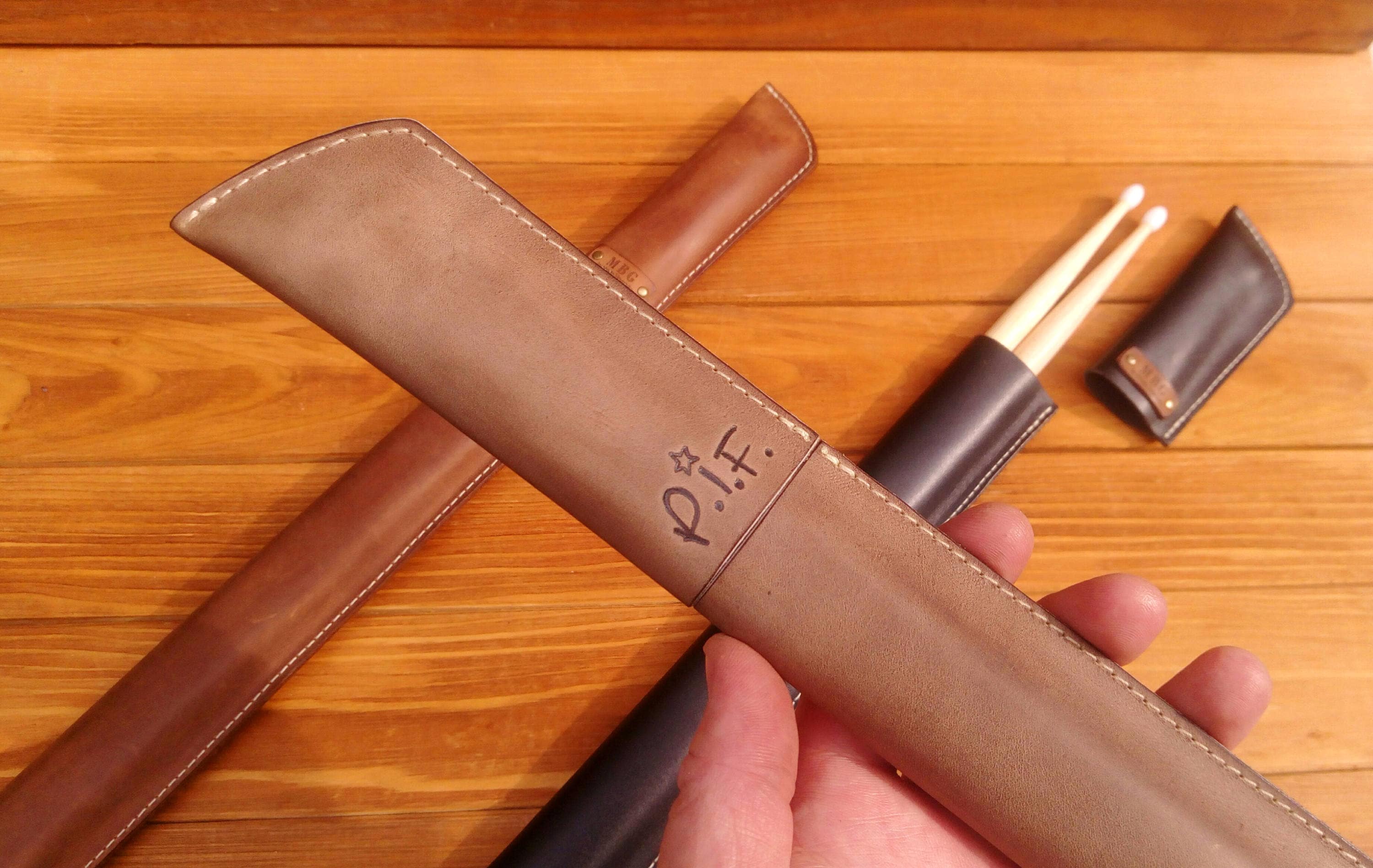 Personalized Leather Drumstick Bag Drumstick Holderleather Etsy