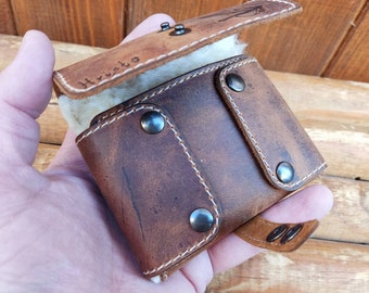 Personalized Leather Fly Fishing Wallet with Sheep skin -fishing wallets-fisherman gift-flies pouch-fly fishing gifts