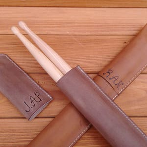 Personalized leather drumstick bag,  drumstick holder,leather  drumstick case ,pouch,drummer, drumsticks, percussion,gift for drummer,rock