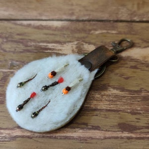 Cartera de cuero para pesca con mosca personalizada con pirograbado e iniciales - carteras de pesca - regalo para pescadores - bolsa para moscas - regalos para pesca con mosca