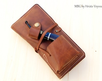 Personalized Leather Pipe & Tobacco Pouch -Pipe Roll - Leather Pipe Bag - Leather Pipe Case - Pipe holder - tooled pipe pouch