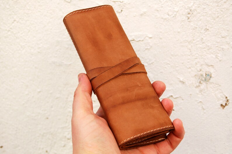 Personalized Leather Pencil Case Wrap Tool Bag Roll pencil Etsy