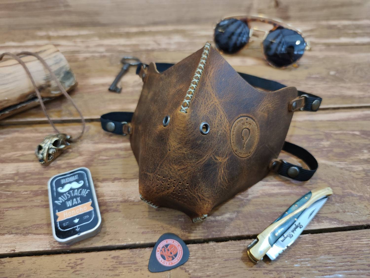 Personalized Leather Face Mask, Biker Mask, Motorcycle Mask, Steampunk Mask