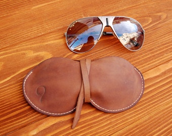 Étui à lunettes de soleil en cuir personnalisé - étui à lunettes en cuir - pochette en cuir pour lunettes de soleil - fait main - cadeau personnalisé