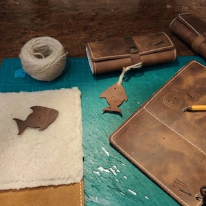 Personalized Leather Fly Fishing Wallet with Sheep skin fishing wallets-fisherman gift-flies pouch-fly fishing gifts image 5