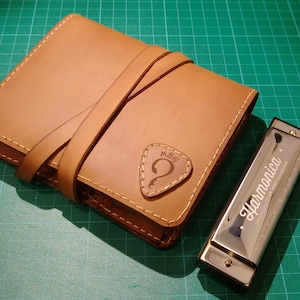 Personalized Leather harmonica case for three 10 hole diatonic harmonica